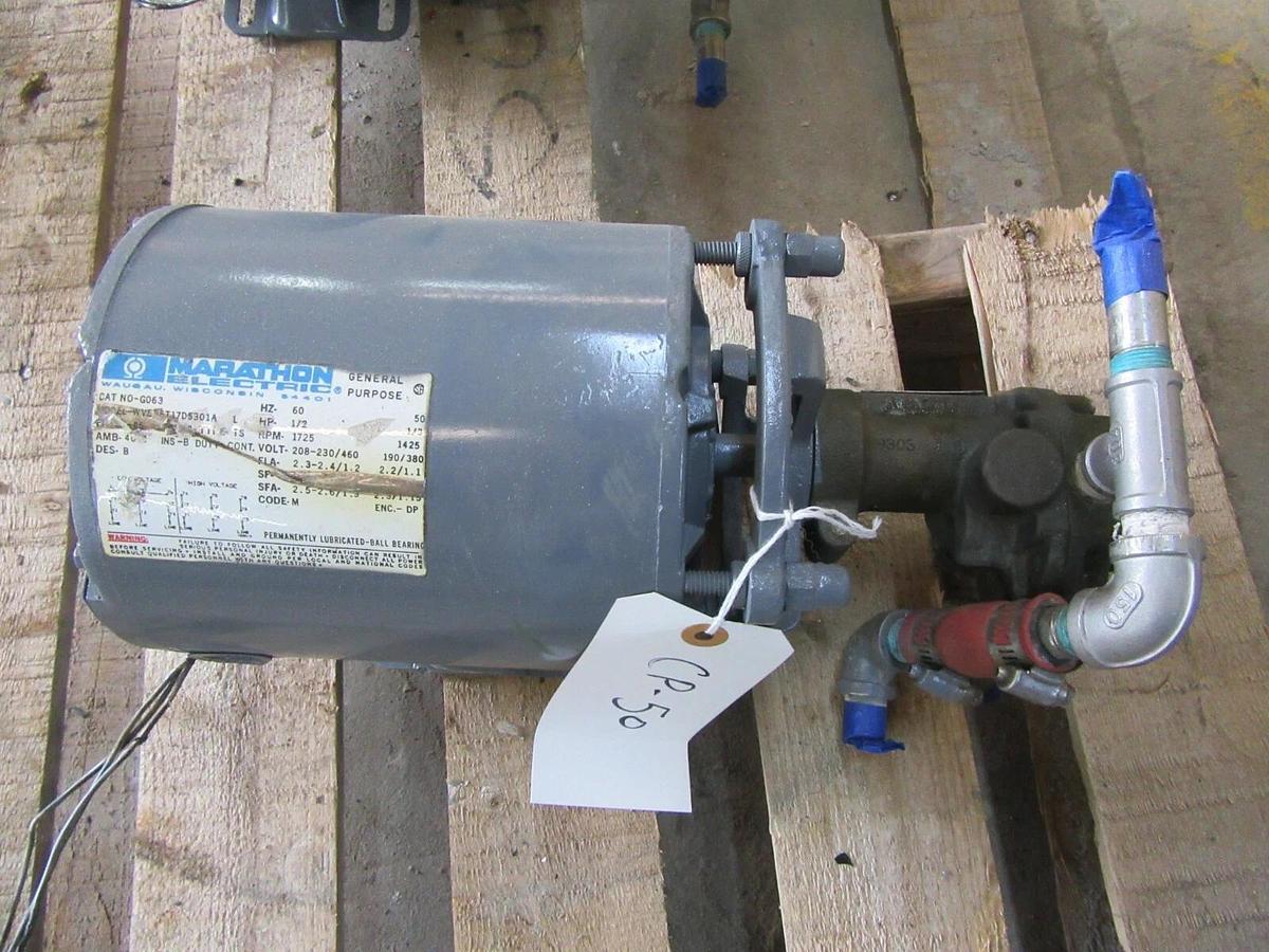 Used OBERDORFER BRONZE GEAR PUMP N991-32 W/ MARATHON NO-G063 MOTOR 0.5HP 460V 3-PHASE