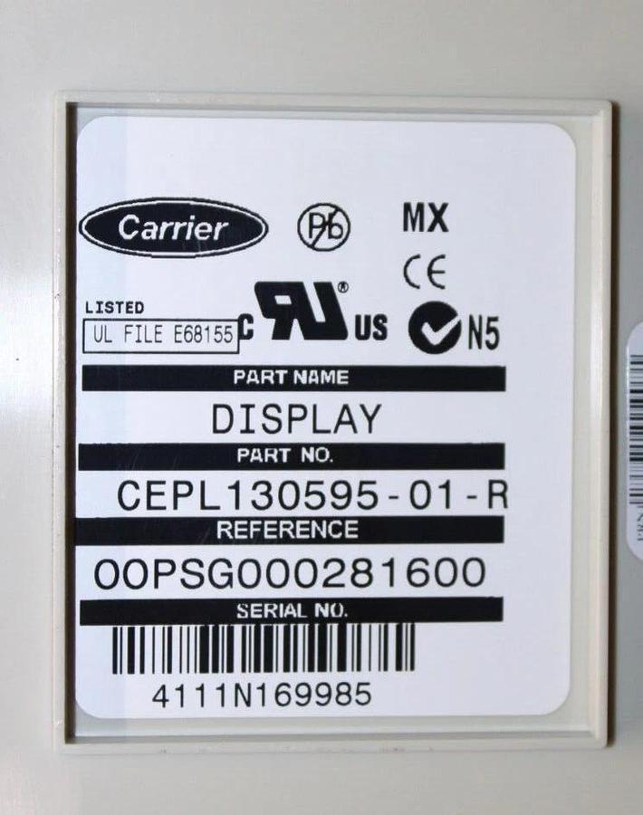 Used CARRIER CHILLER HMI OPERATOR INTERFACE DISPLAY CONTROLLER CEPL130595-01-R