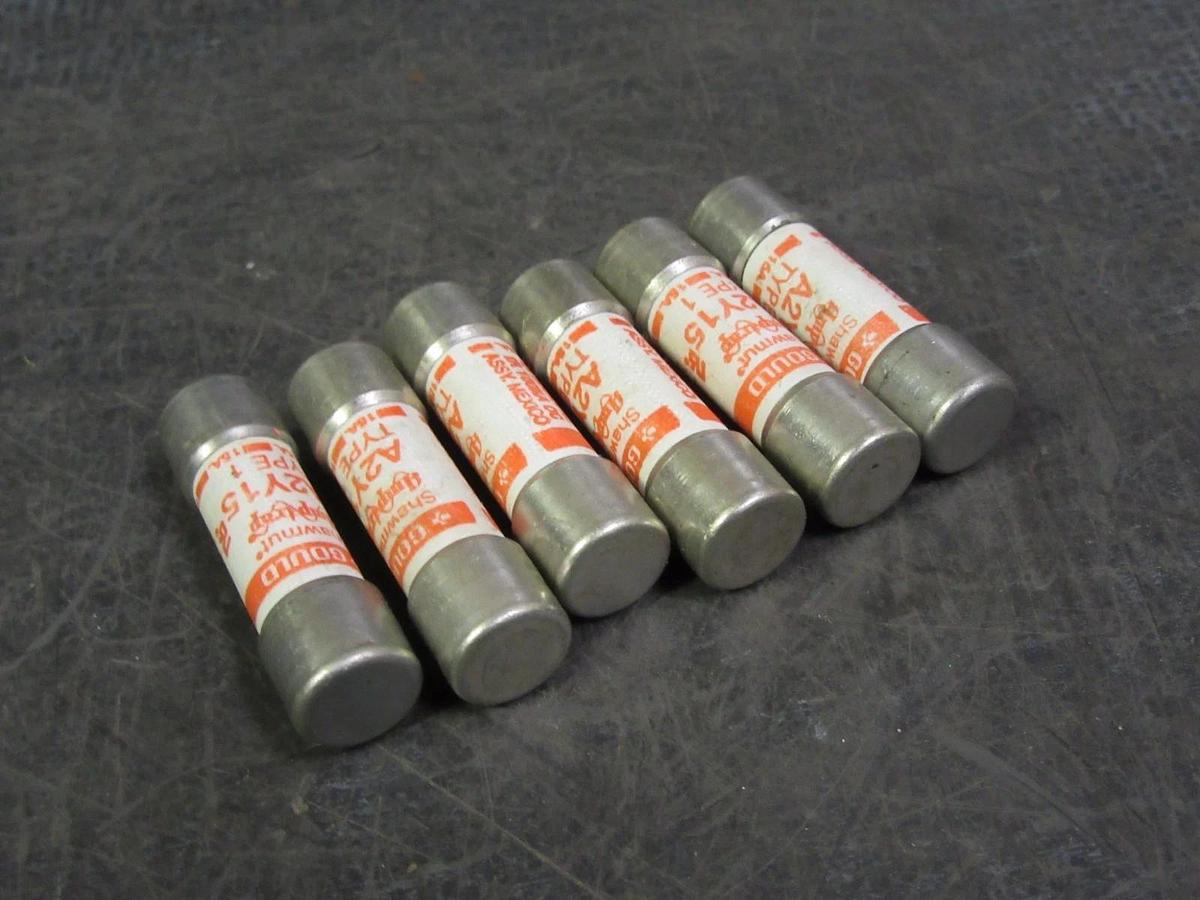 Used LOT OF 5 A2YI5 GOULD SHAWMUT AMPTRAP FUSE 15 AMP 250 VAC 500 VDC TYPE 1 A2Y15