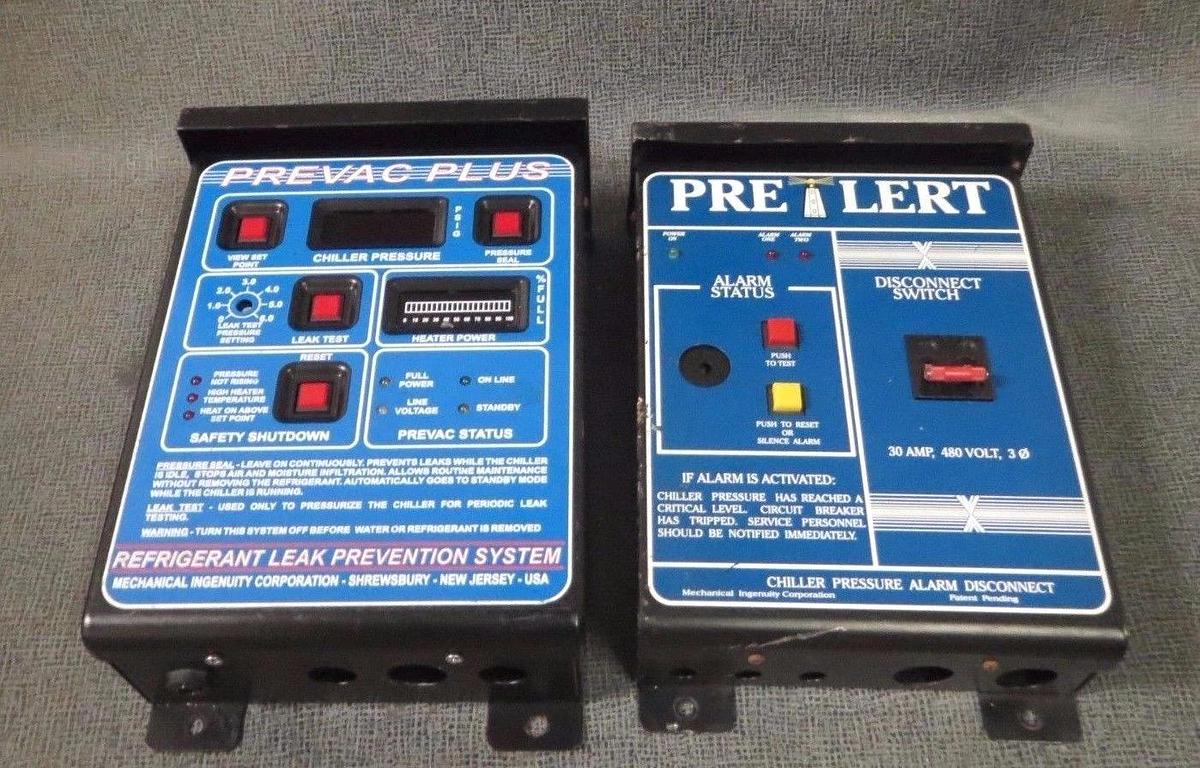 Used MECHANICAL INGENUITY PRELERT & PREVAC CHILLER PRESSURE ALARM REFRIGERANT LEAK
