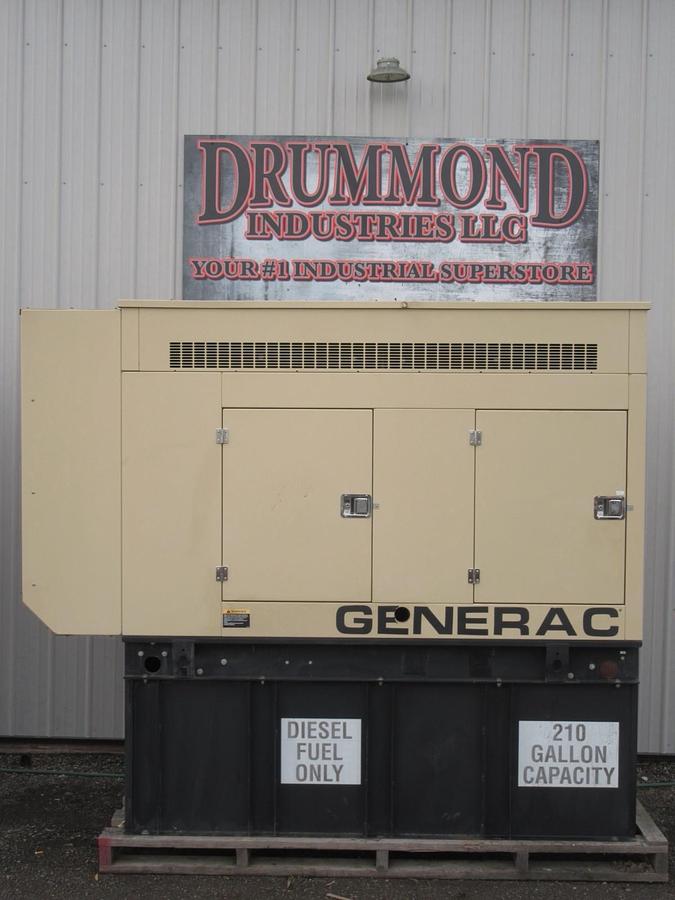 Used 60 KW DIESEL GENERATOR GENERAC 120/240 VOLT ONLY 500 HRS SOUND ENCLOSED VIDEO