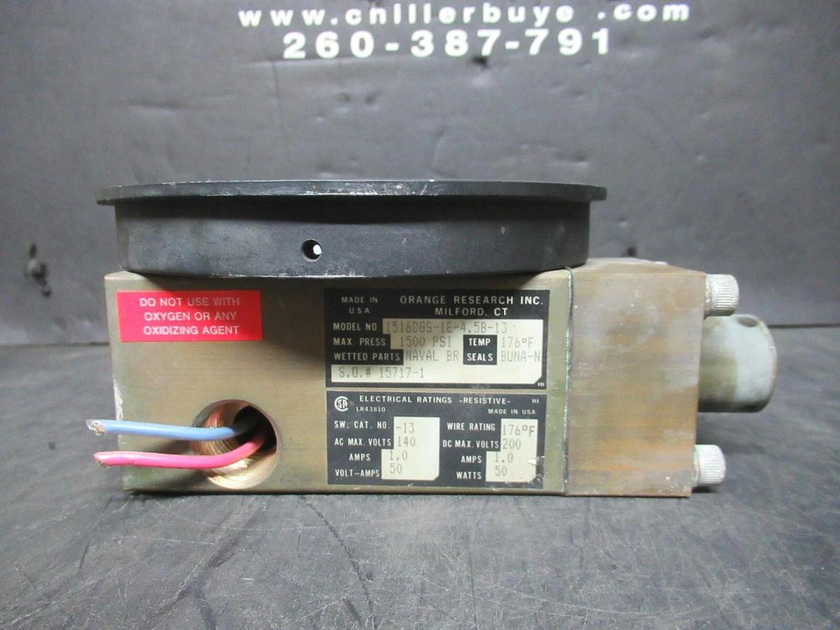 Used ORANGE RESEARCH PRESSURE GAUGE 1516DGS-1E-4.5B-13 1500 PSI 140 VAC 1 AMP