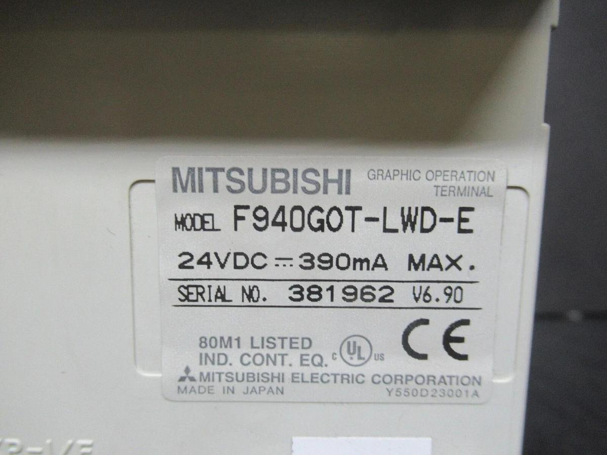 Used MITSUBISHI GRAPHIC OPERATIONAL TERMINAL TOUCH SCREEN F940G0T-LWD-E 24 VDC 390 MA