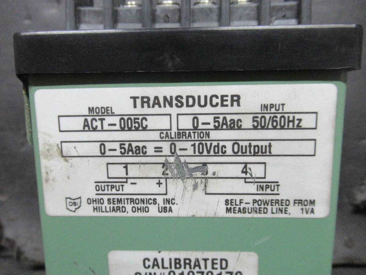 Used OHIO ELECTRONICS CURRENT TRANSDUCER ACT-005C 0-5 AAC 50/60 HZ FLEX-CORE