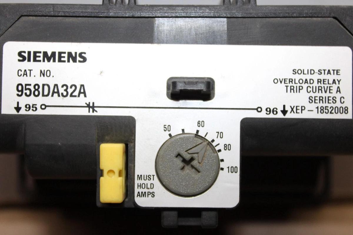 Used SIEMENS SOLID STATE OVERLOAD RELAY 958DA32A 50-100 AMP **WARRANTY**