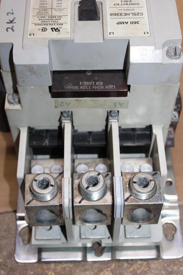 Used CUTLER HAMMER CONTACTOR C25LNE3360 360 AMP 600 VOLT 3-PHASE 3-POLE COIL: 120V