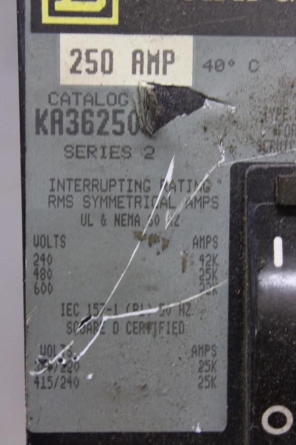 Used SQUARE D I-LINE CIRCUIT BREAKER KA36150 150 AMP 600 VAC 3-POLE