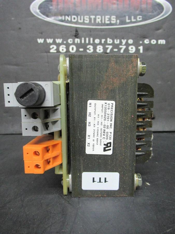 Used PRECISION TRANSFORMER 019-2701-00 X13550420-02 REV. C PRI: 107/115 V SEC: 27 V