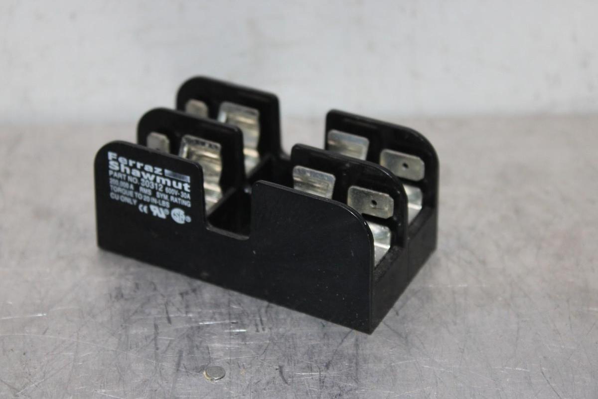 Used FERRAZ SHAWMUT FUSE LUG 30312 600 VAC 30 AMP 2-POLE COPPER ONLY *WARRANTY*