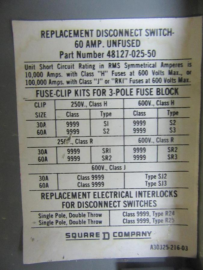 Used SQUARE D TWIN MCC FUSIBLE FEEDER BUCKET 8998-KK-416 SER. B 18" MODEL: 4
