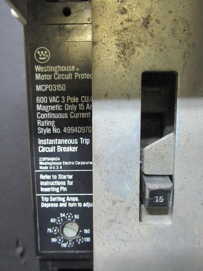 Used CUTLER HAMMER MOTOR STARTER CONTROL 12" W/ A10CN0 NEMA SIZE 1 15 AMP 600 VAC