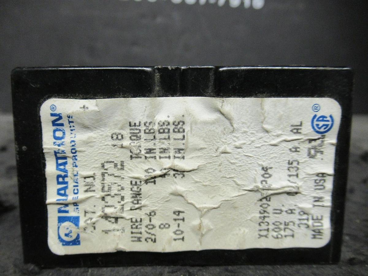 Used MARATHON 1423572 DISTRIBUTION LUG SET 175 AMP CU 135 A AL 600 V 3 PH 2/0 - 14