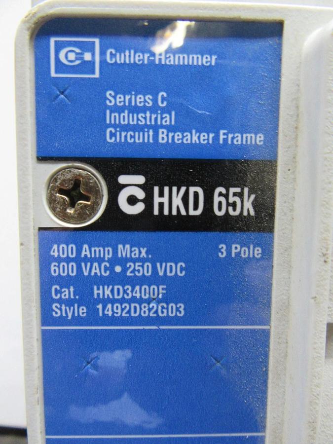 Used CUTLER HAMMER CIRCUIT BREAKER HKD3400F 600 VAC 400 AMP 3-POLE **WARRANTY**