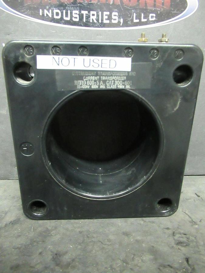Used INSTRUMENT TRANSFORMERS INC CURRENT TRANSFORMER 300-601 CT 600:5 AMP 50 - 400 HZ