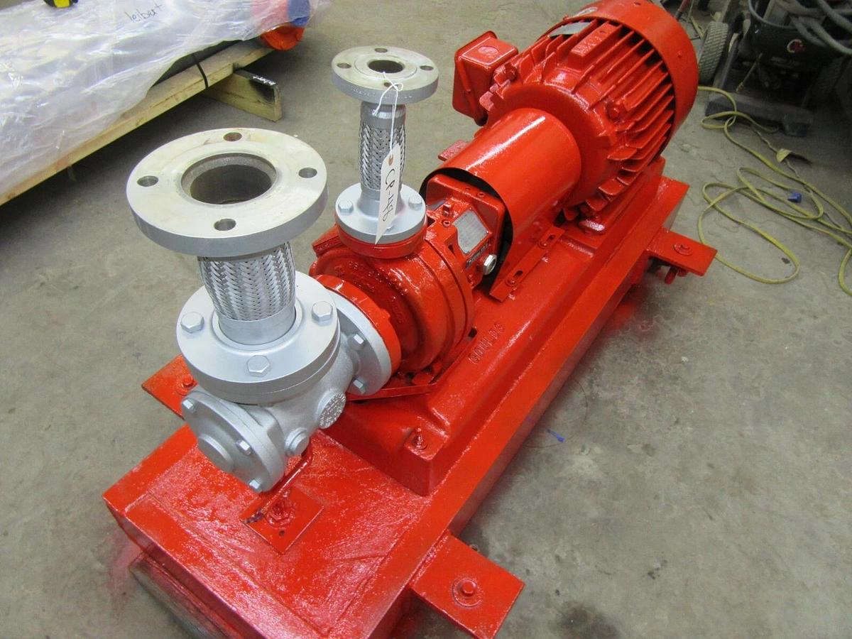 Used 25 HP STERLING PEERLESS 1.5" X 3" CENTRIFUGAL WATER PUMP 316SS 225 GPM 8" IMP