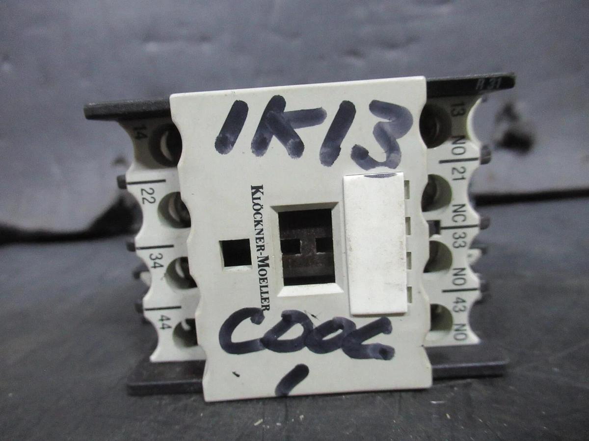Used KLOCKNER-MOELLER CONTACTOR DIL-R-31 600 VAC 15 AMP COIL: 110/120 VOLT