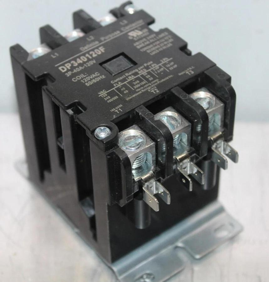 Used IRP CONTACTOR DP340120F 40 AMP 3-POLE 600 VAC 3-PHASE COIL: 120 V