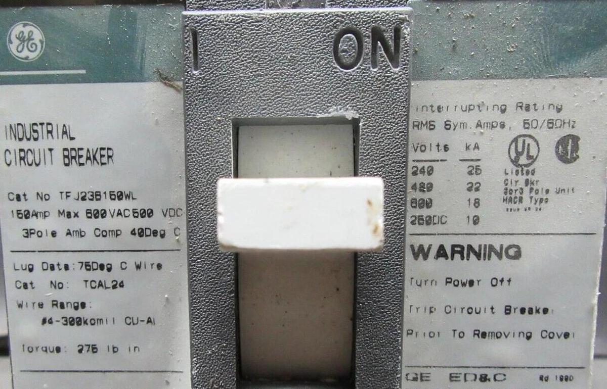 Used GE CIRCUIT BREAKER TFJ236150WL 150 AMP 600 VAC 3-POLE **WARRANTY INCLUDED**