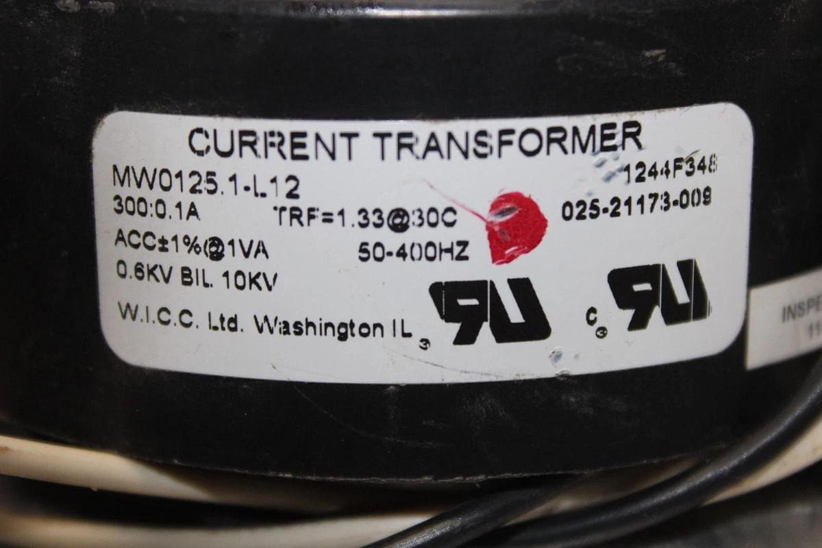 Used LOT OF 3 WICC CURRENT TRANSFORMER MW0125.1-L12 300:0.1 AMP 025-21173-009