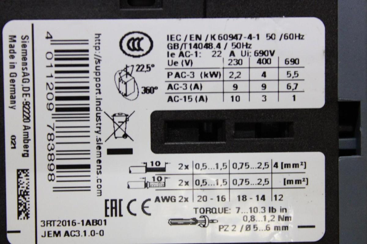 Used SIEMENS SIRIUS CONTACTOR 3RT2016-1AB01 W/ 3RA2811-1CW10 TIME DELAY RELAY