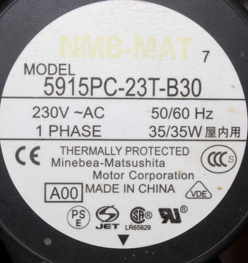 Used LOT OF 2 NMB-MAT FAN 5915PC-23T-30 SINGLE PHASE 230 VAC 35 WATT *WARRANTY*