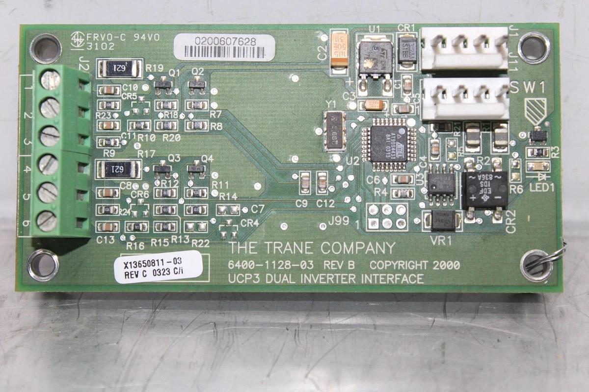Used TRANE UCP3 DUAL INVERTER INTERFACE 6400-1128-03 REV. B X13650811-03 REV. C