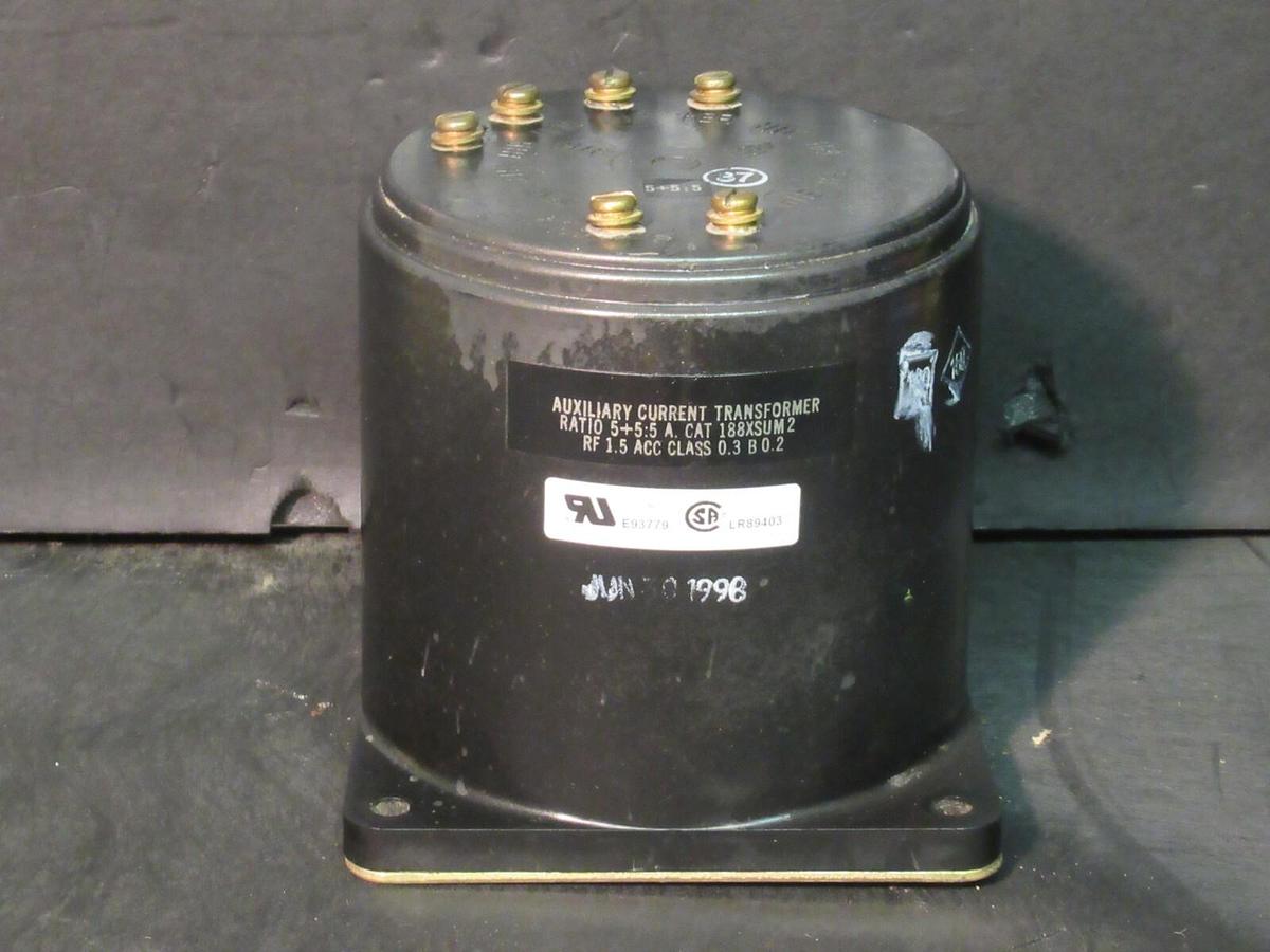 Used INSTRUMENT TRANSFORMERS 188XSUM2 AUXILIARY CURRENT TRANSFORMER RATIO 5+5:5 AMP