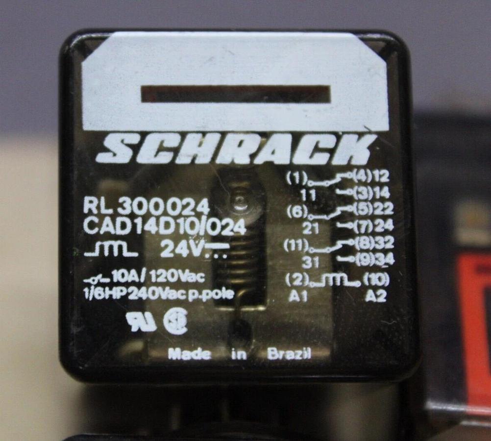 Used LOT OF 3 SCHRACK RELAY RL300024 CAD14D10/024 24 VDC 120/240 VAC 10 AMP