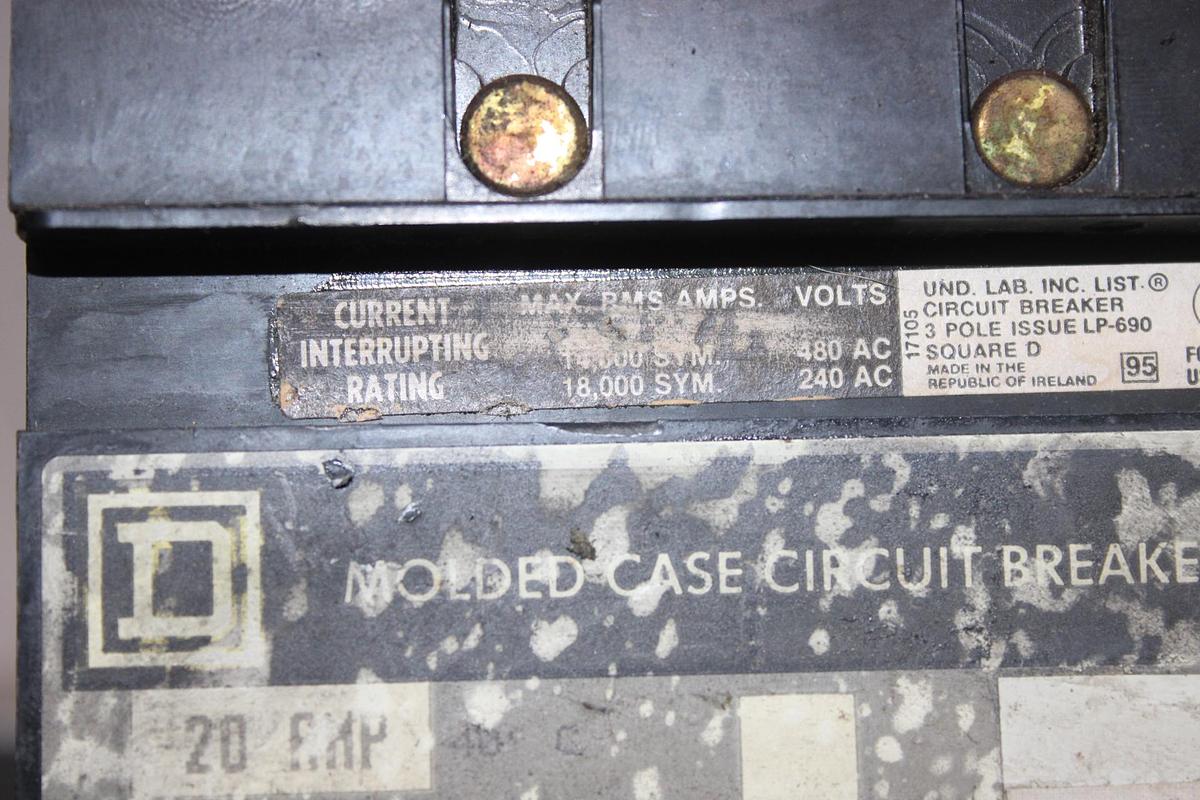 Used SQUARE D I-LINE CIRCUIT BREAKER NC361200 1200 AMP 600 VAC 3-POLE