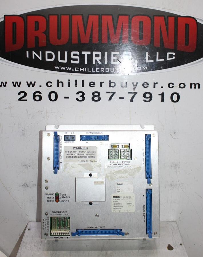 Used MCQUAY CHILLER CONTROL MODULE 860-654872B-50 SOFTWARE: CFG3E04E 500-000280-00-F