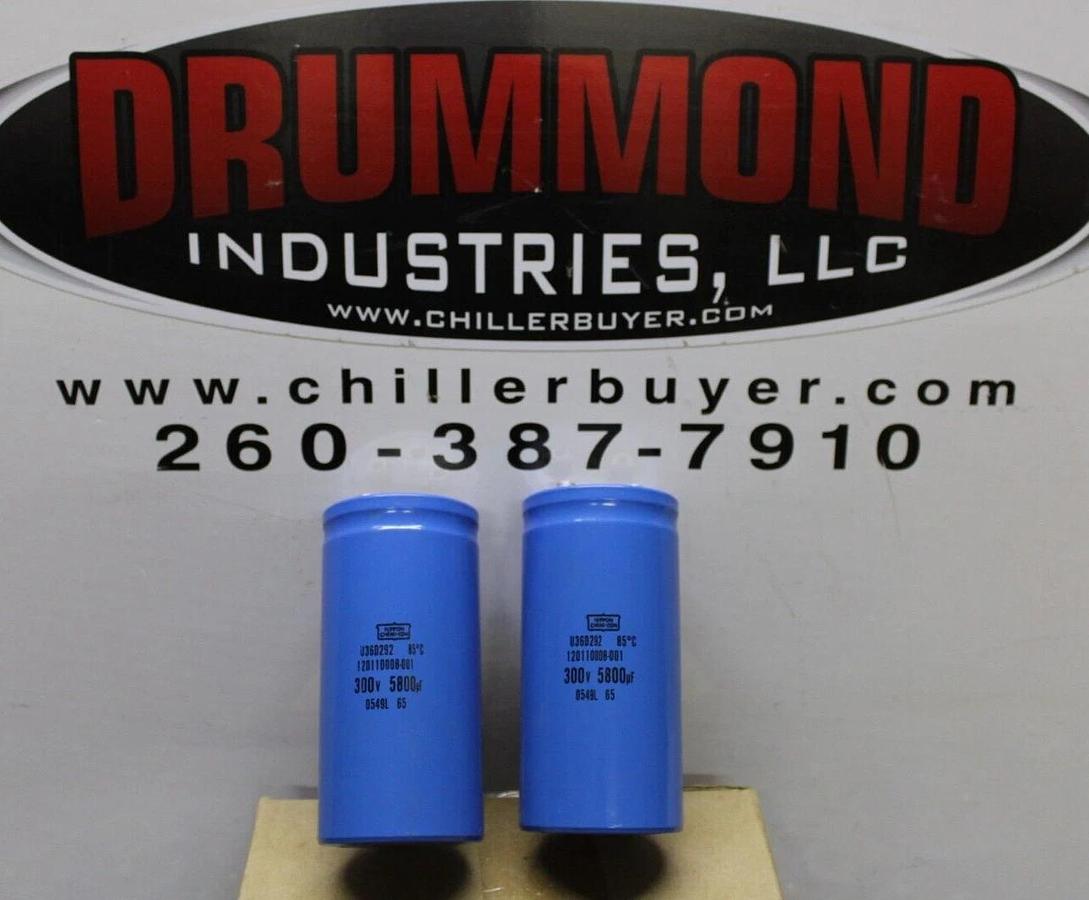 Used LOT OF 2 NIPPON CHEMI-CON CAPACITOR U36D292 120110008-001 300V 5800uF 85C