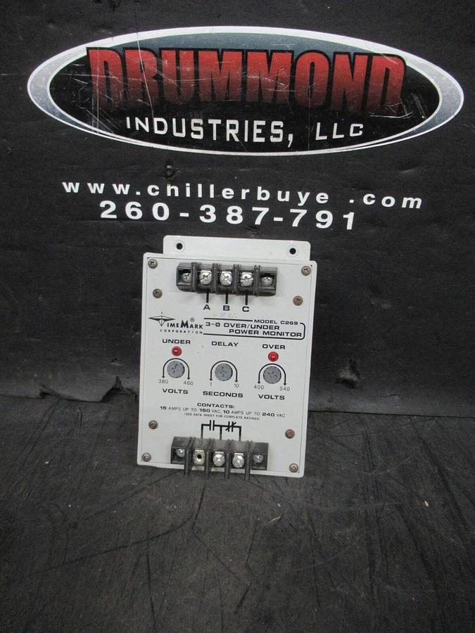 Used TIMEMARK 3-0 OVER/UNDER 3-PHASE POWER MONITOR 150/240 VAC @ 10/15 AMP