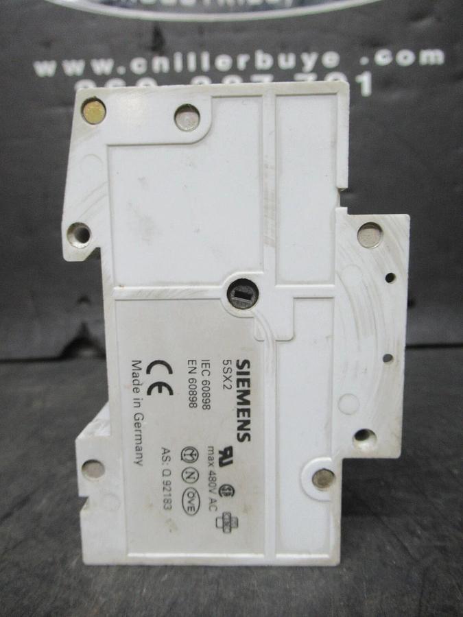 Used SIEMENS CIRCUIT BREAKER 5SX23 C25 25 AMP 480 VAC 3-POLE W/ 5SX9100 AUXILLIARY