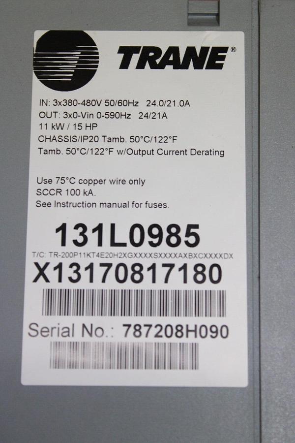 Used TRANE TR200 VARIABLE FREQUENCY DRIVE 131L0985 X13170817180 11kW 15HP 480V