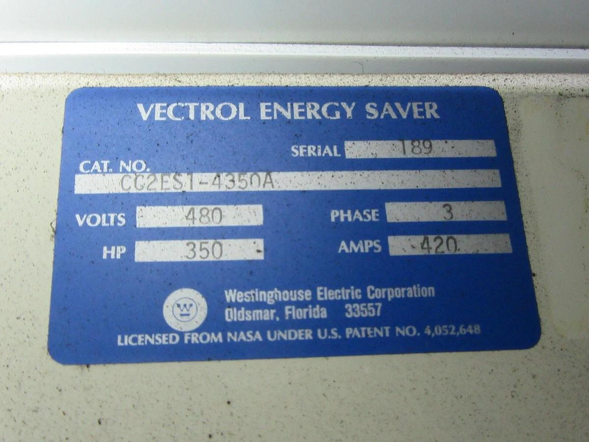 Used WESTINGHOUSE 350 HP 420 A SOLID STATE REDUCED VOLTAGE STARTER 480 V VECTROL