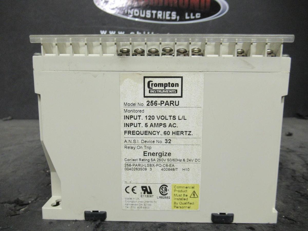 Used CROMPTON INSTRUMENTS PROTECTOR 256-PARU 120 V ENERGIZE 5 A 250 VAC & 24 VDC