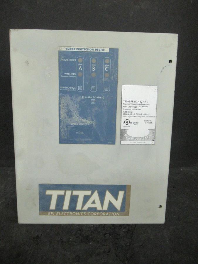 Used TITAN TRANSIENT VOLT SURGE SUPPRESSOR T200BPF / T200BPF277/480Y-R 277/480 VAC