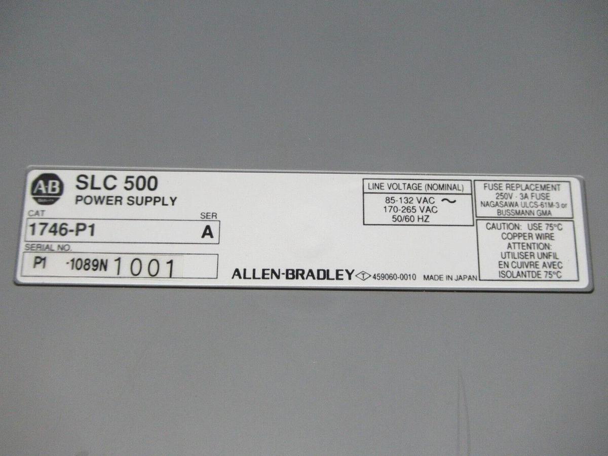 Used ALLEN BRADLEY SLC-500 1746-A7 7 SLOT RACK W/ 1746-P1 POWER SUPPLY **WARRANTY**