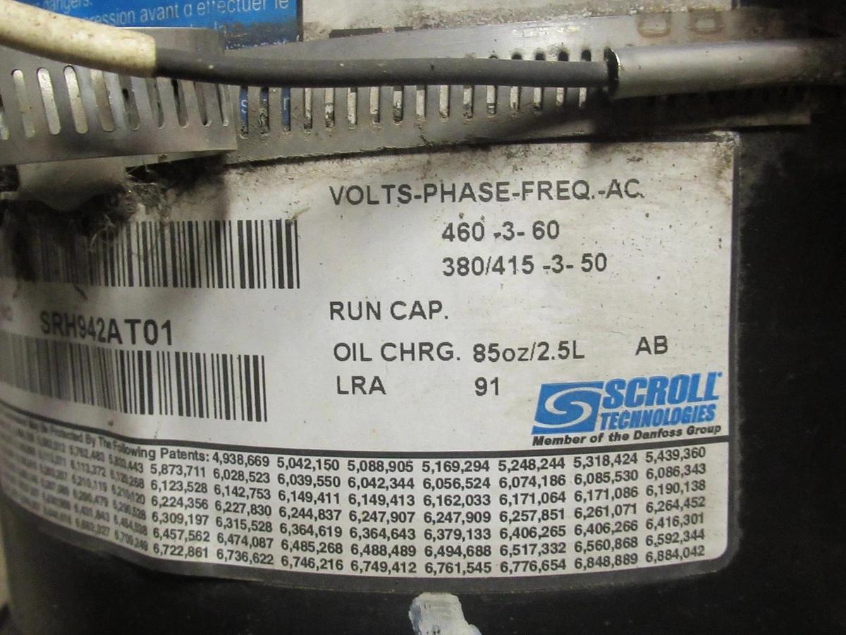 Used DANFOSS SCROLL COMPRESSORS HCM094T4LC2 460VAC 3PHASE 60HZ **WARRANTY**