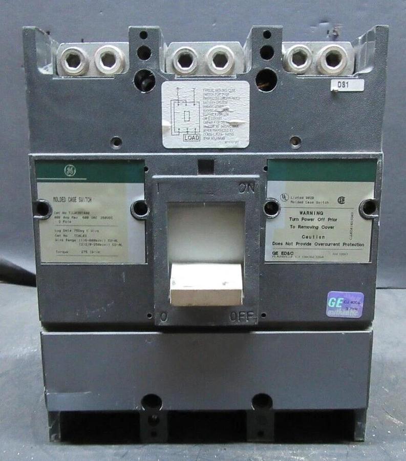 Used GE MOLDED CASE SWITCH TJJ436400 400 AMP 600 VAC 3-POLE **WARRANTY INCLUDED**