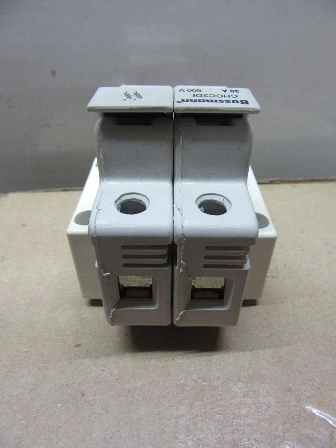 Used BUSSMANN FUSE HOLDER CHCC2DI 600 VOLT 30 AMP 2-POLE W/ AUXILLIARY CONTACTS