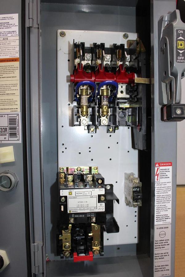 Used SQUARE D SIZE 0 FUSIBLE COMBINATION STARTER 8538SBA66V02CFP1 NEMA 3R 30 AMP