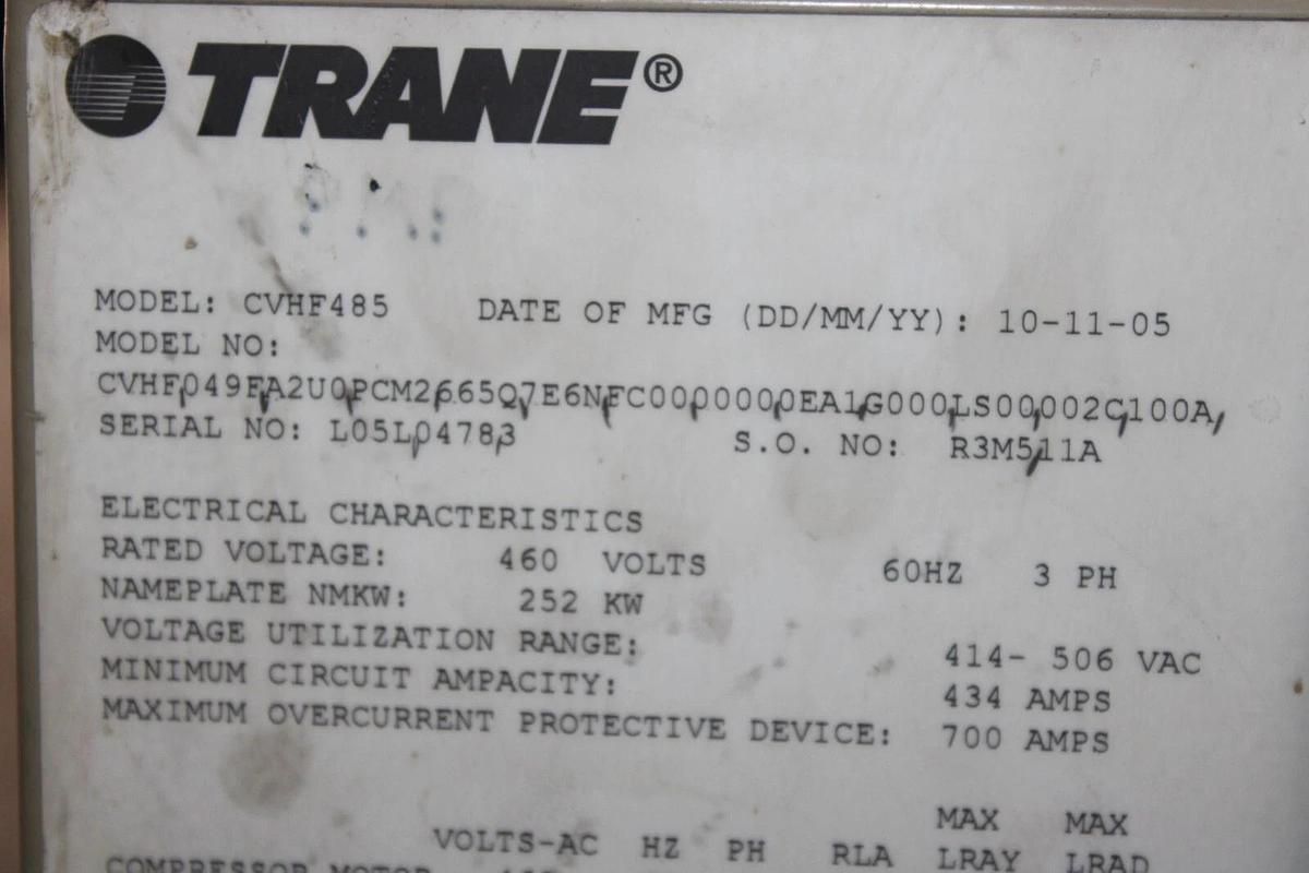 Used TRANE CHILLER LIQUIFLO ADAPTIVE FREQUENCY DRIVE LF200405AAP 480V 405 AMP 337 KVA