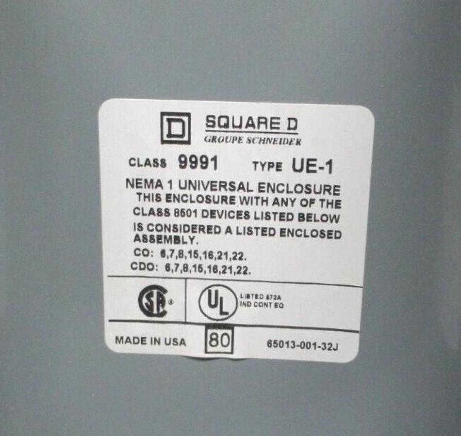 NEW SURPLUS SQUARE D UNIVERSAL ENCLOSURE 9991UE1 NEMA 1 **WARRANTY**