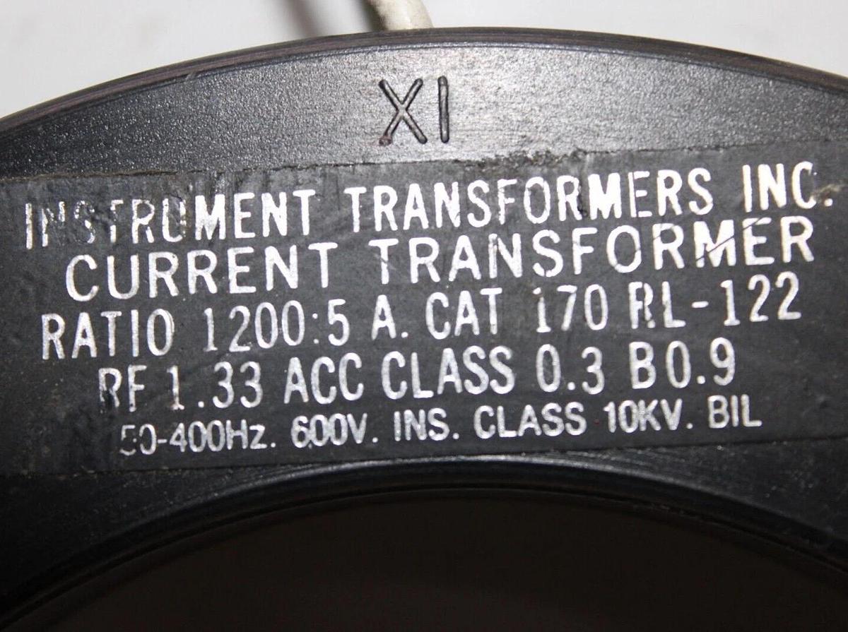 Used INSTRUMENT TRANSFORMER CURRENT TRANSFORMER 170-RL-122 1200:5 50-400HZ