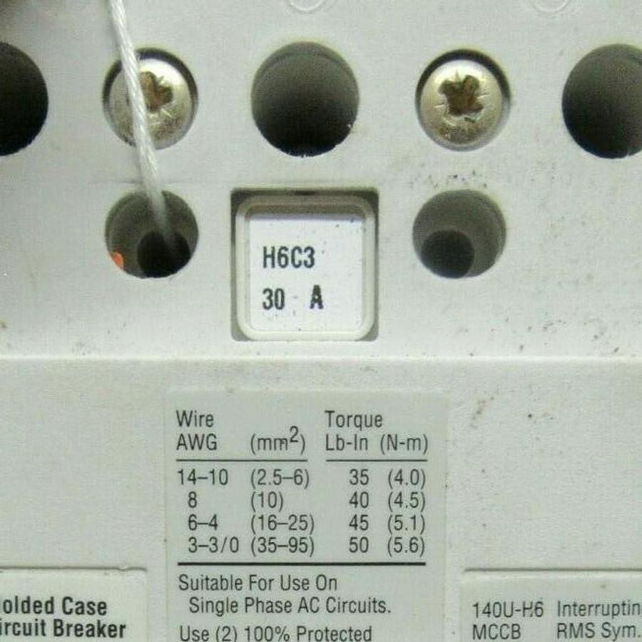 Used 30 AMP ALLEN BRADLEY BREAKER 140U-H6C3-C50 SER. B 3 POLE 480 VAC **WARRANTY**