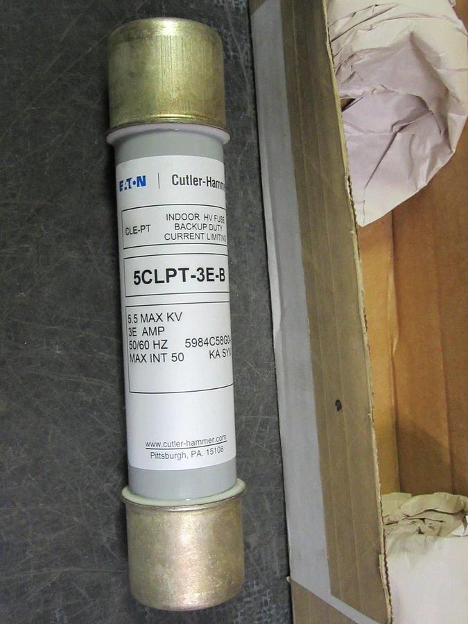 Used EATON/CH INDOOR HV FUSE-CLE-PT 5.5 kV 3E A NIB 5CLPT-3E-PT MEDIUM 3A 3 AMP