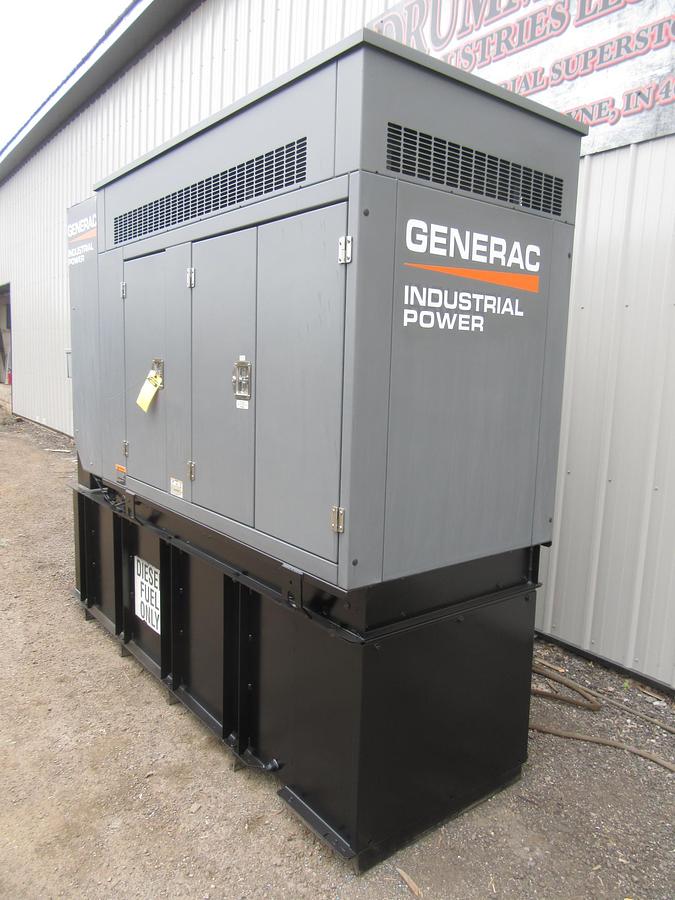 Used 48 KW DIESEL GENERATOR GENERAC 120/240 V FPT 366 HRS SOUND ENCLOSED VIDEO 50 KW