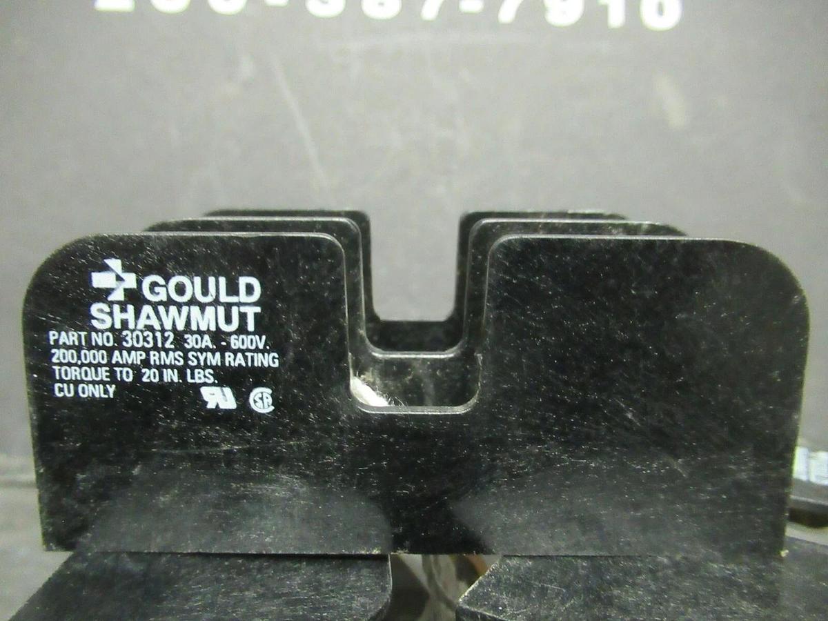 Used LOT OF 3 GOULD SHAWMUT FUSE HOLDER 30312 FOR 30 AMP 600 V FUSES