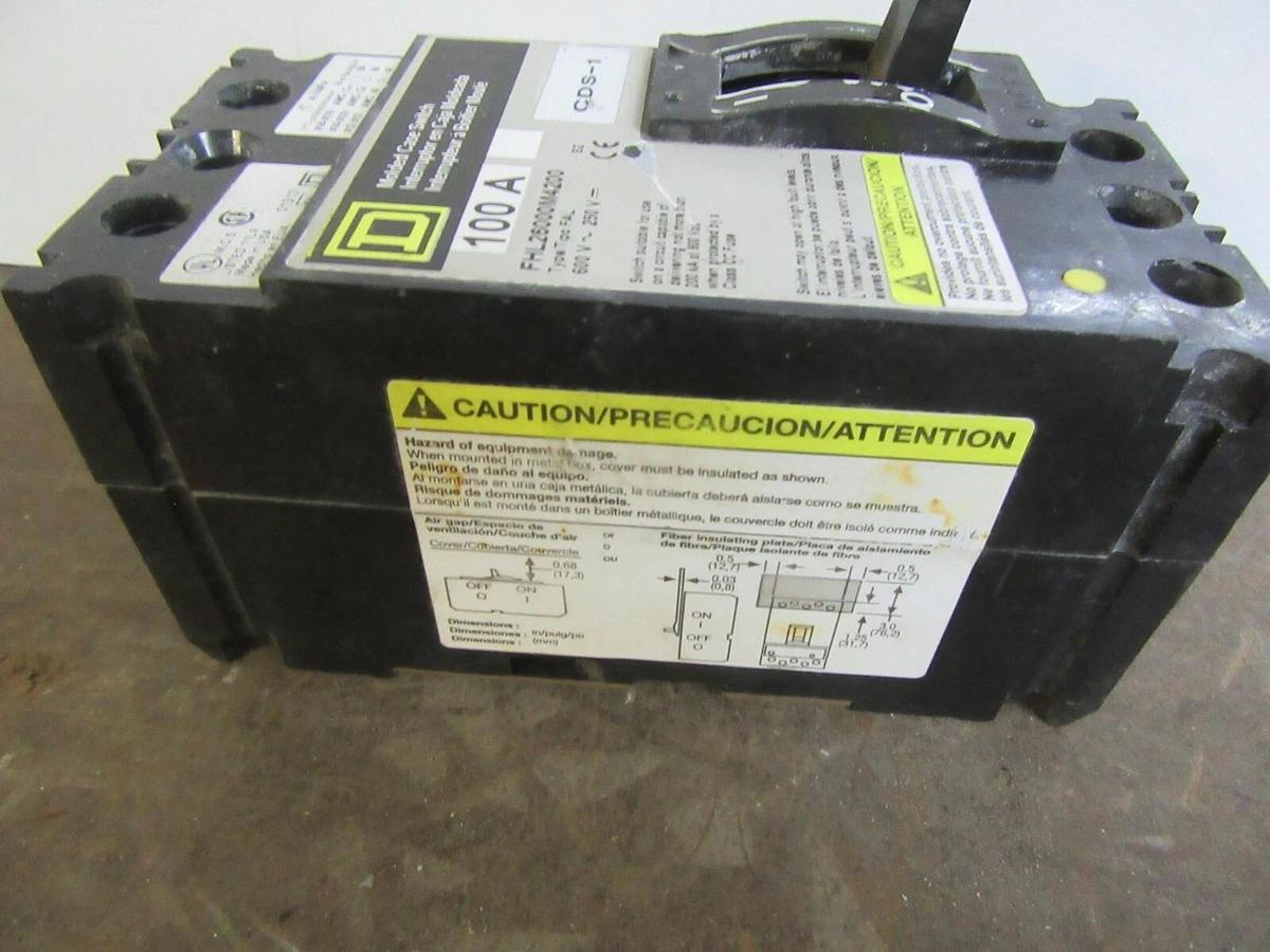 Used SQUARE D CIRCUIT BREAKER FHL26000M4200 100 AMP 600 VAC 2-POLE **WARRANTY**